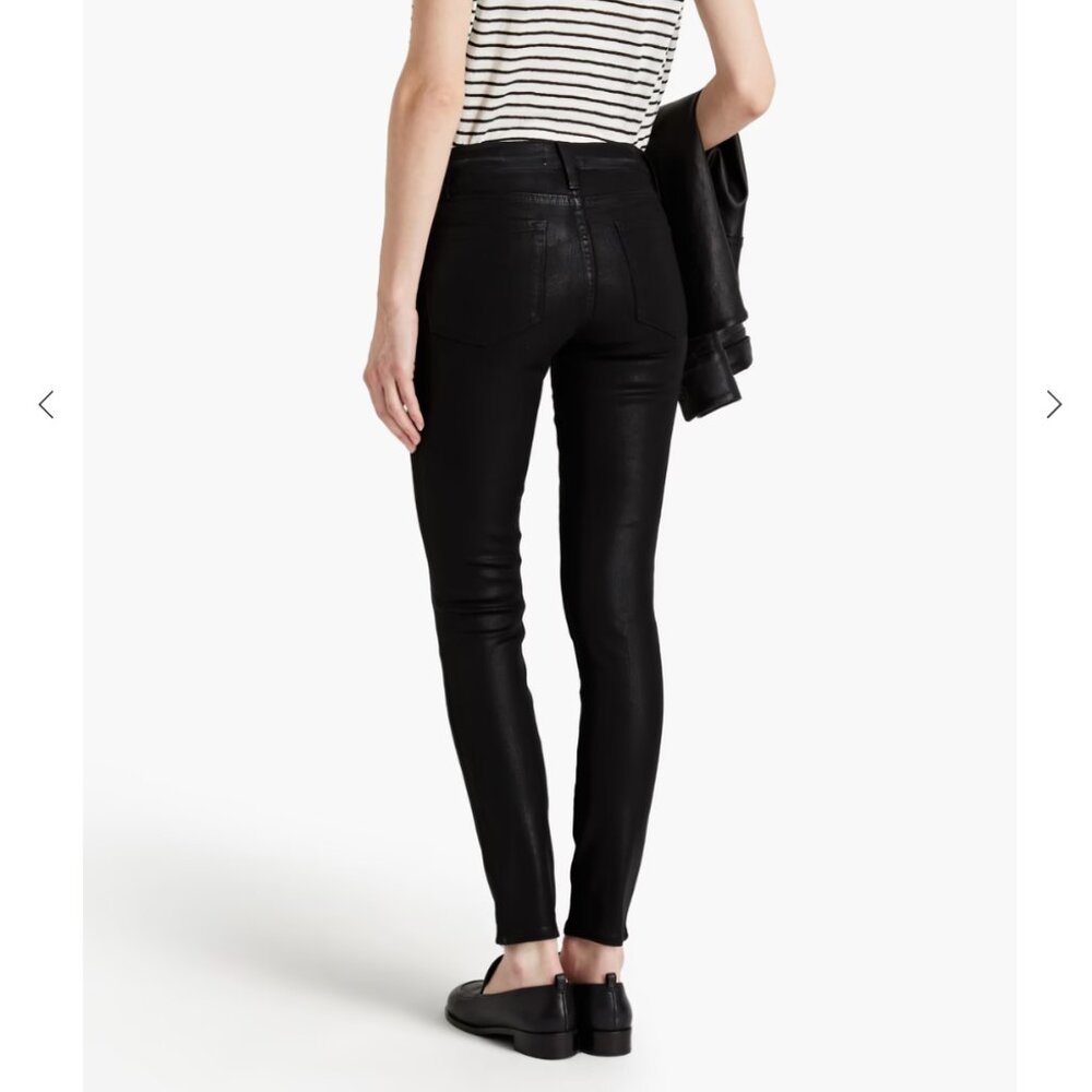 NWT $253 Frame le skinny de Jeanne coated black stretchy jeans 25 - Picture 10 of 12